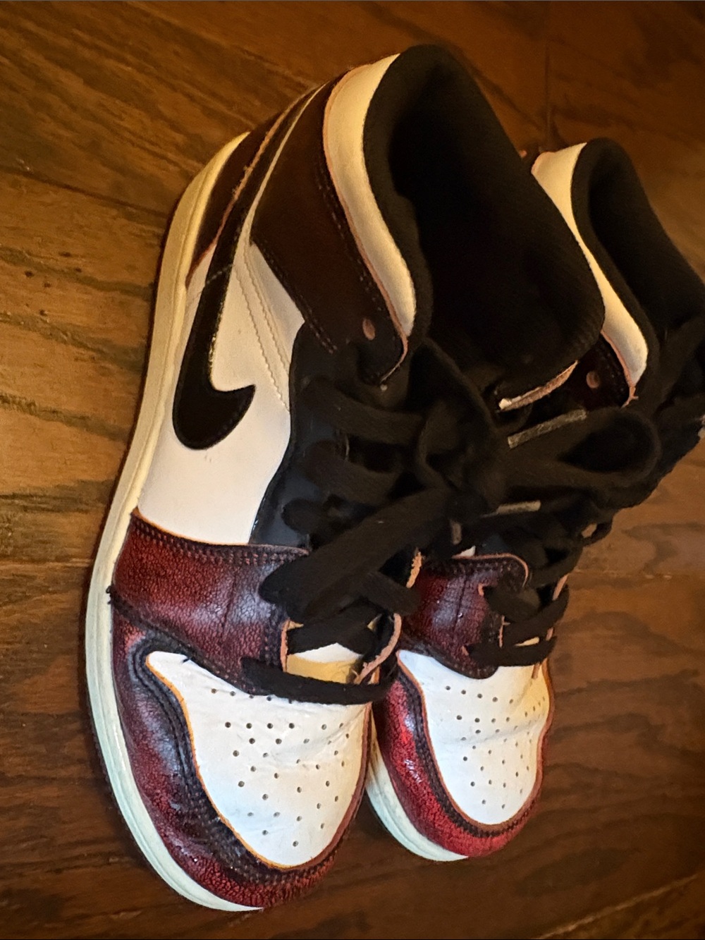 Jordan Kids Metallic Red, White & Black High-Top Sneakers